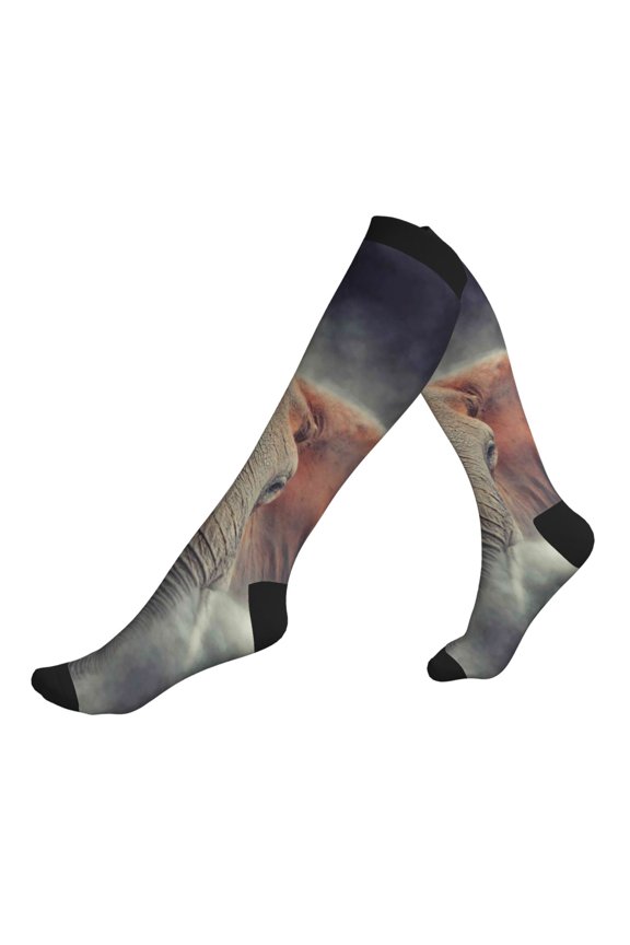 Compression Socks for Men Women -Elephant In Smoke Knee High Compression Stockings for Men Women