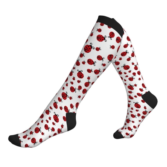 Compression Socks for Men Women -Fly Flying Ladybug Knee High Compression Stockings for Men Women