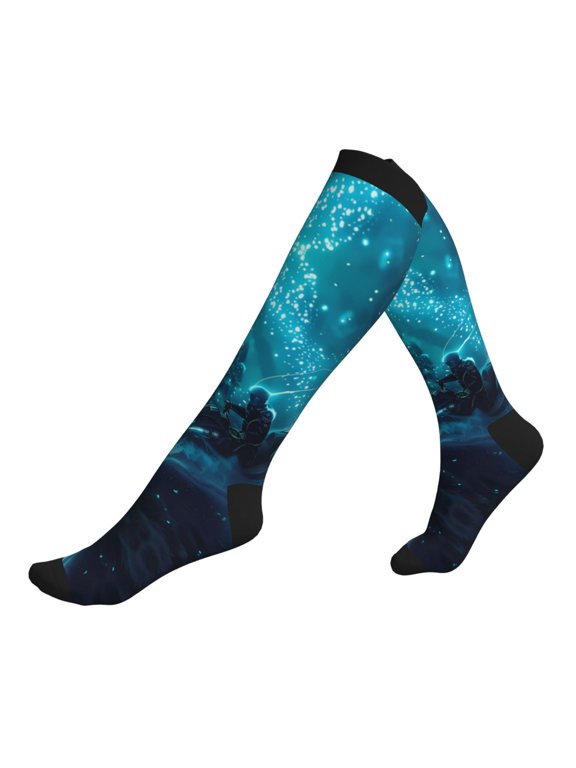 Compression Socks for Men Women -Futuristic Jet Ski Adventure Knee High Compression Stockings for Men Women