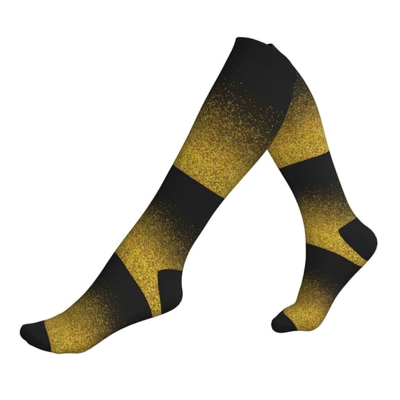 Compression Socks for Men Women -Gold Glitter Gradient Knee High Compression Stockings for Men Women