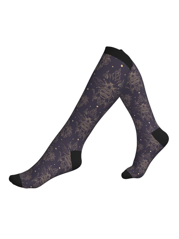 Compression Socks for Men Women -Golden Bumblebee Knee High Compression Stockings for Men Women