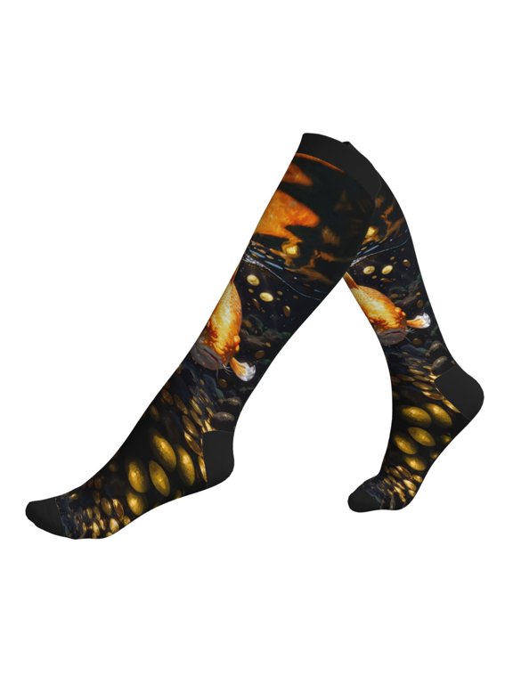 Compression Socks for Men Women -Golden Koi And Treasure Knee High Compression Stockings for Men Women