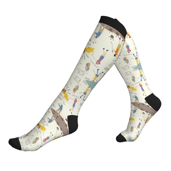 Compression Socks for Men Women -Golf Icons And Golfer Knee High Compression Stockings for Men Women