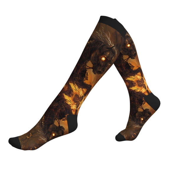 Compression Socks for Men Women -Halloween Cool Skeleton Knight Knee High Compression Stockings for Men Women