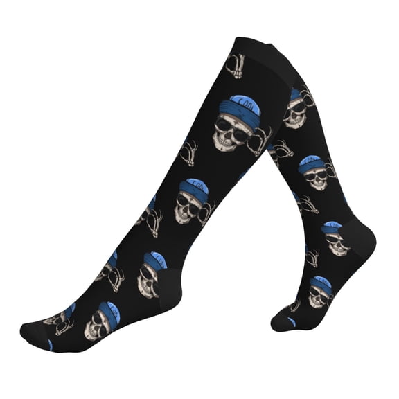 Compression Socks for Men Women -Halloween Cool Skull Knee High Compression Stockings for Men Women