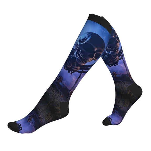 Compression Socks for Men Women -Halloween Skeleton Spider Knee High Compression Stockings for Men Women