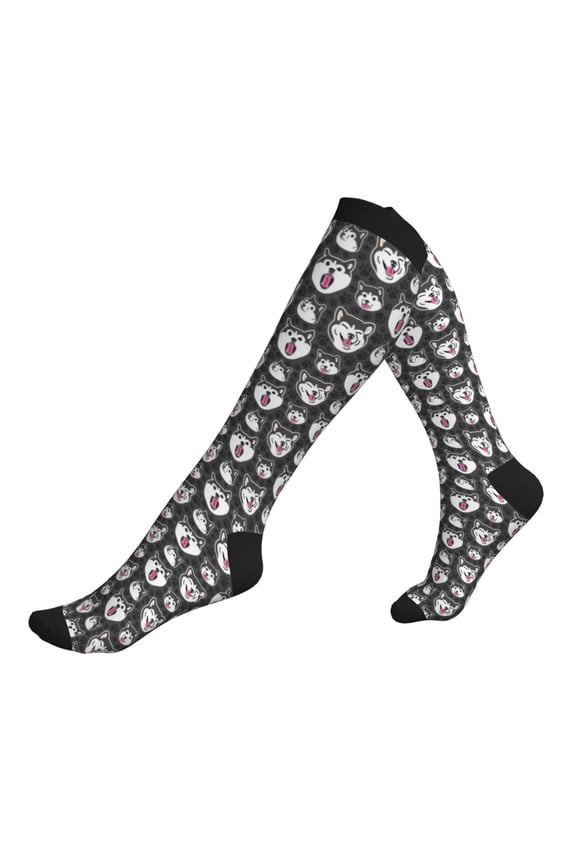 Compression Socks for Men Women -Husky Face Knee High Compression Stockings for Men Women