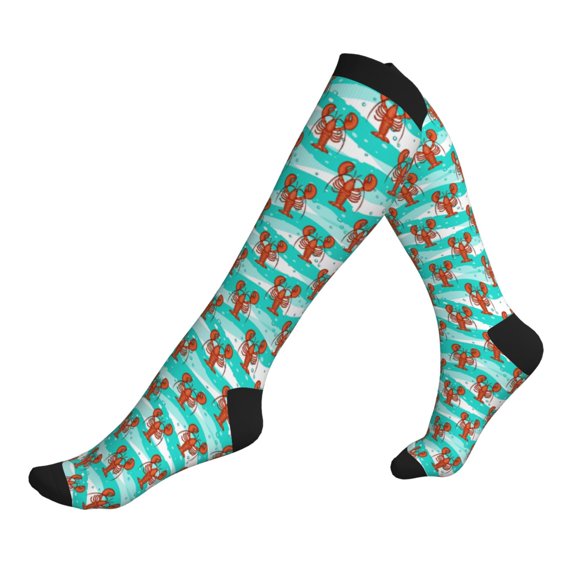 Compression Socks for Men Women -Lobsters Of Turquoise Waves Knee High Compression Stockings for Men Women