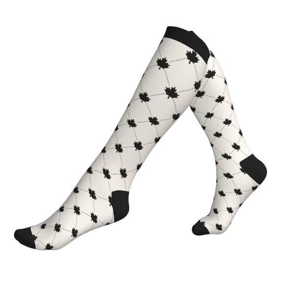 Compression Socks for Men Women -Maple Plaid Knee High Compression Stockings for Men Women