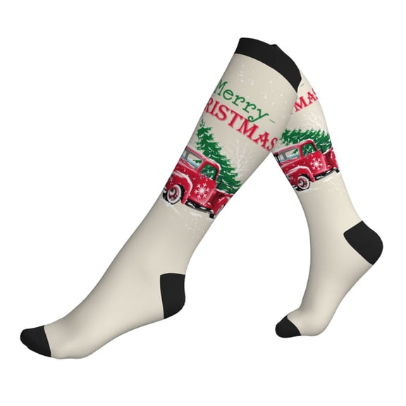 Compression Socks for Men Women -Merry Christmas 1 Knee High Compression Stockings for Men Women