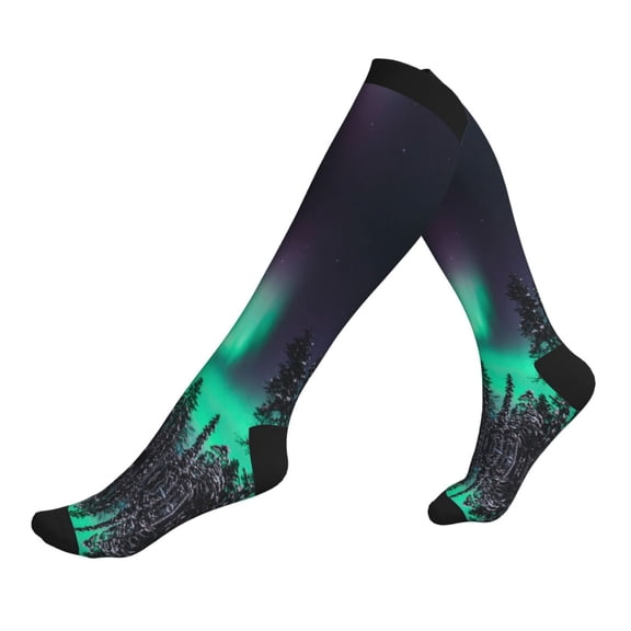 Compression Socks for Men Women -Northern Lights 2 Knee High Compression Stockings for Men Women