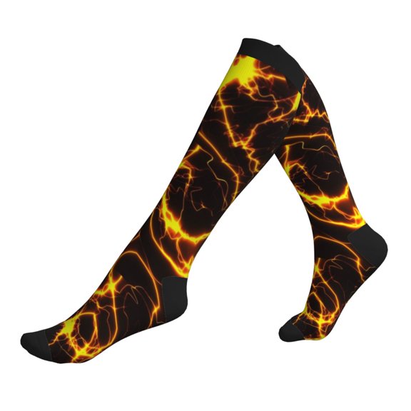 Compression Socks for Men Women -Orange Lightning Knee High Compression Stockings for Men Women
