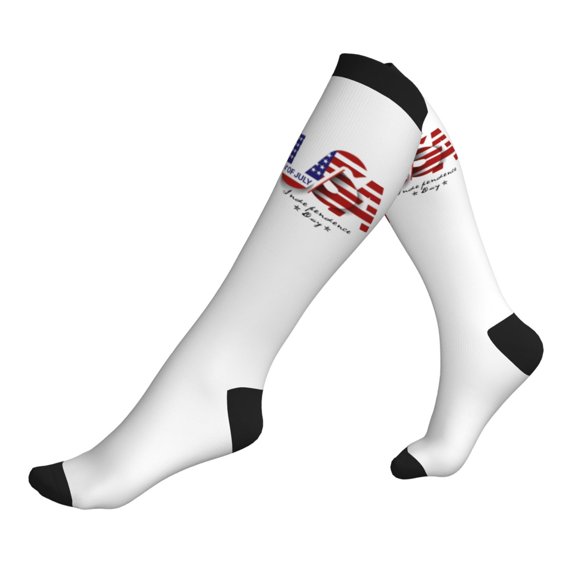 Compression Socks for Men Women -Patriotic Skull Art Knee High Compression Stockings for Men Women