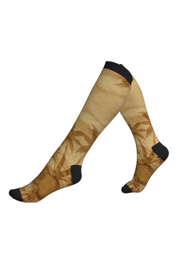 Compression Socks for Men Women -Retro Palm Tree Knee High Compression Stockings for Men Women