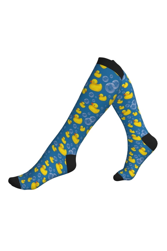 Compression Socks for Men Women -Rubber Duck Knee High Compression Stockings for Men Women