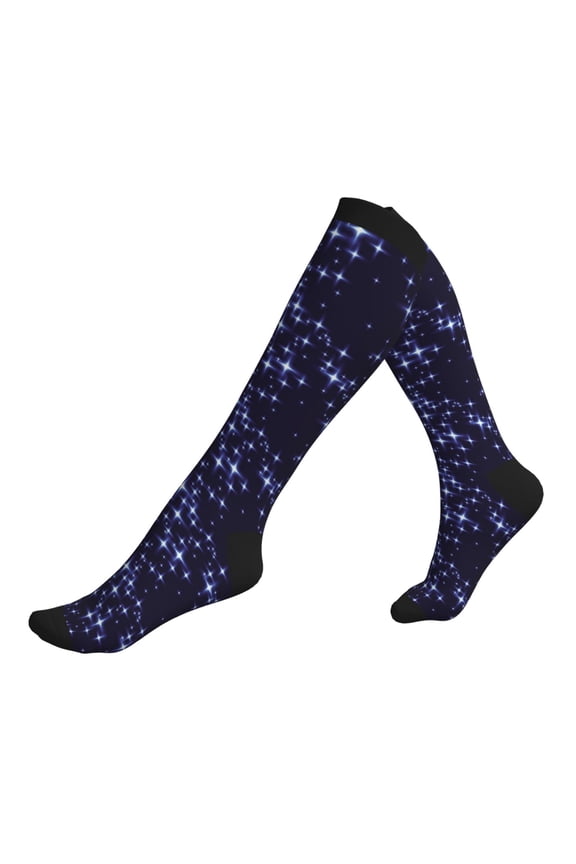 Compression Socks for Men Women -Shining Stars Sky Navyblue Knee High Compression Stockings for Men Women