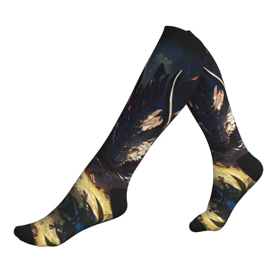 Compression Socks for Men Women -Sleeping Dragon In Forest Knee High Compression Stockings for Men Women
