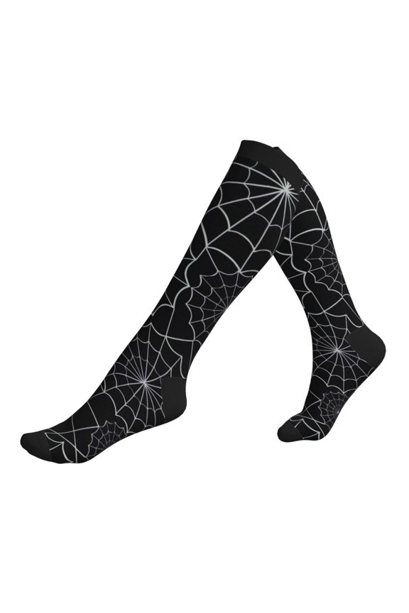 Compression Socks for Men Women -Spider Web Black Knee High Compression Stockings for Men Women
