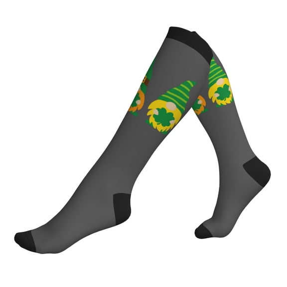Compression Socks for Men Women -Spring St Patricks Day Irish Gnomes Knee High Compression Stockings for Men Women