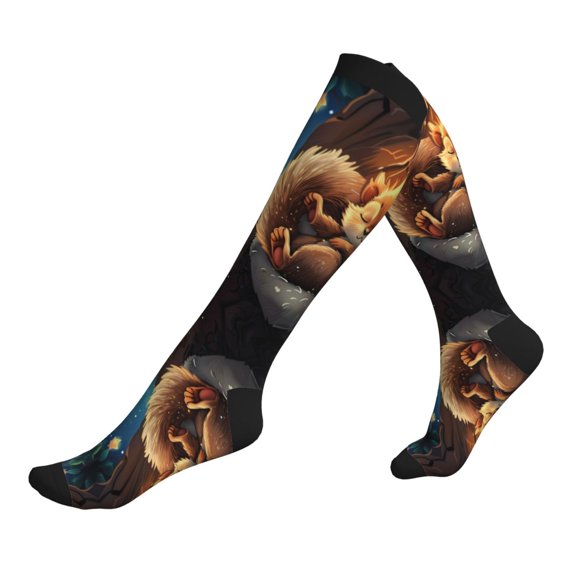 Compression Socks for Men Women -Squirrel Sleeping In Tree Knee High Compression Stockings for Men Women