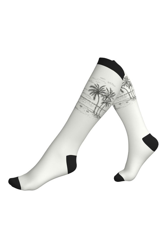 Compression Socks for Men Women -Summer Vacation Scene Camping Van Knee High Compression Stockings for Men Women