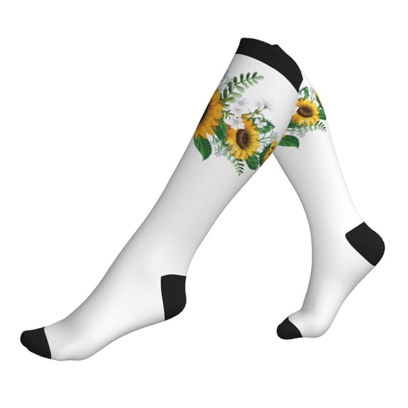 Compression Socks for Men Women -Sunflowers (2) Knee High Compression Stockings for Men Women
