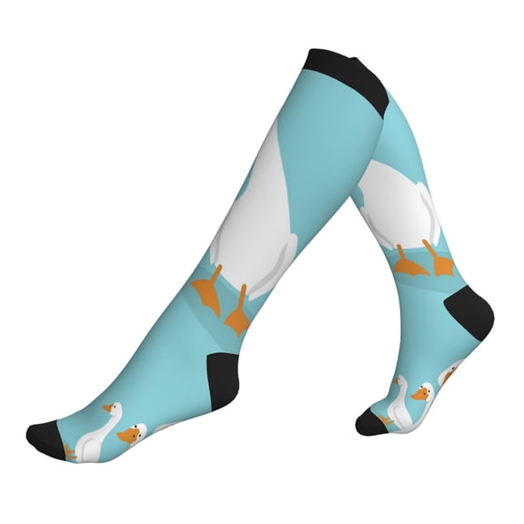 Compression Socks for Men Women -Three White Geese Knee High Compression Stockings for Men Women
