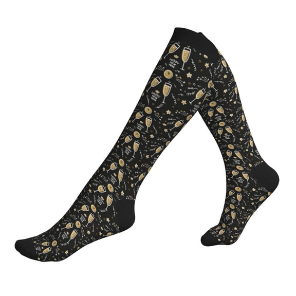 Compression Socks for Men Women -Wine Glass Knee High Compression Stockings for Men Women