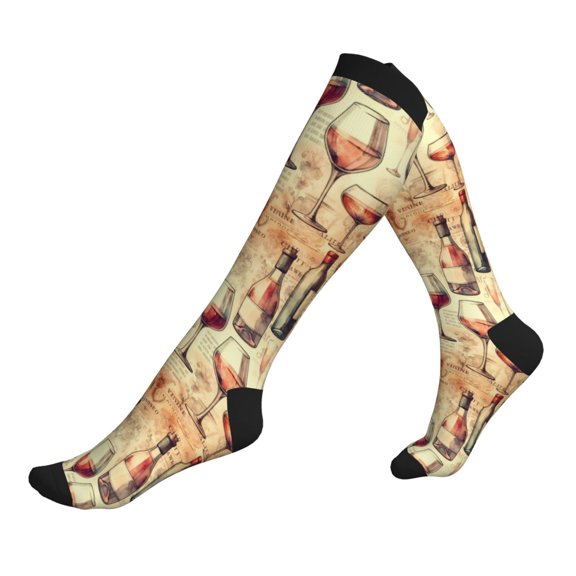 Compression Socks for Men Women -Wine Knee High Compression Stockings for Men Women
