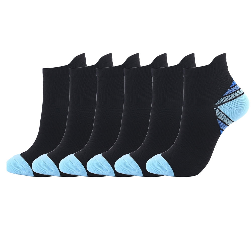 Compression Socks for Unisex Men and Women , Ankle Soft Moisture-Wicking Socks , Athletic Cushioned Low Cut Running Socks for a Secure Fit - 6 Pairs