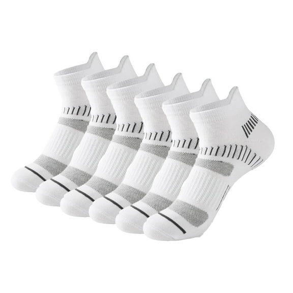 Compression Socks for Unisex Men and Women , Ankle Soft Moisture-Wicking Socks , Athletic Cushioned Low Cut Running Socks for a Secure Fit - 6 Pairs