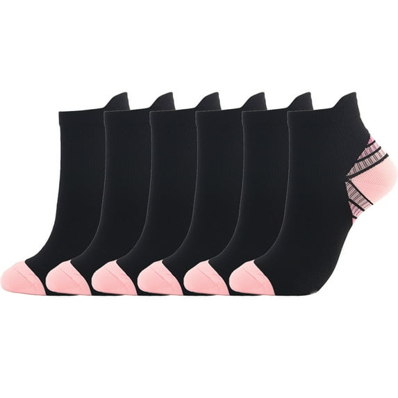 Compression Socks for Unisex Men and Women , Ankle Soft Moisture-Wicking Socks , Athletic Cushioned Low Cut Running Socks for a Secure Fit - 6 Pairs