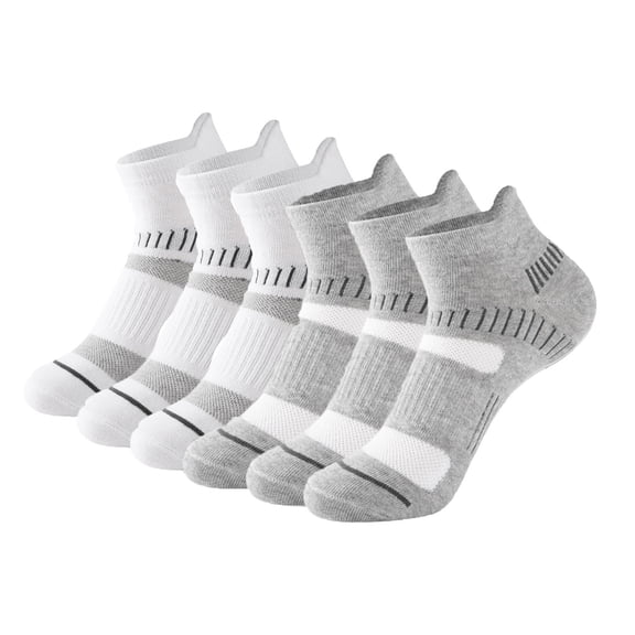 Compression Socks for Unisex Men and Women , Ankle Soft Moisture-Wicking Socks , Athletic Cushioned Low Cut Running Socks for a Secure Fit - 6 Pairs