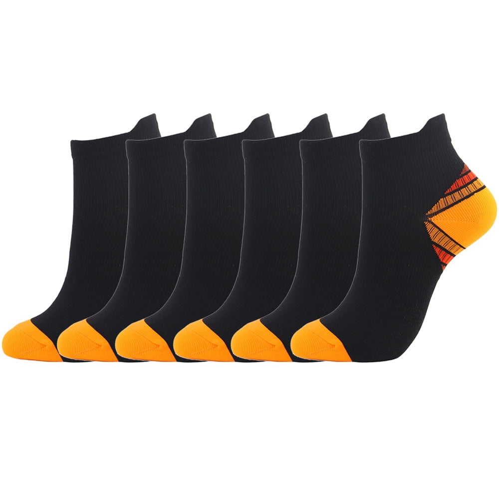 Compression Socks for Unisex Men and Women , Ankle Soft Moisture-Wicking Socks , Athletic Cushioned Low Cut Running Socks for a Secure Fit - 6 Pairs
