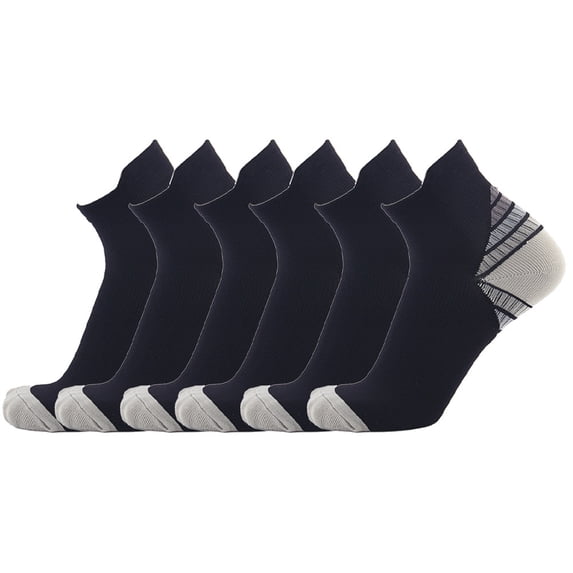 Compression Socks for Unisex Men and Women , Ankle Soft Moisture-Wicking Socks , Athletic Cushioned Low Cut Running Socks for a Secure Fit - 6 Pairs