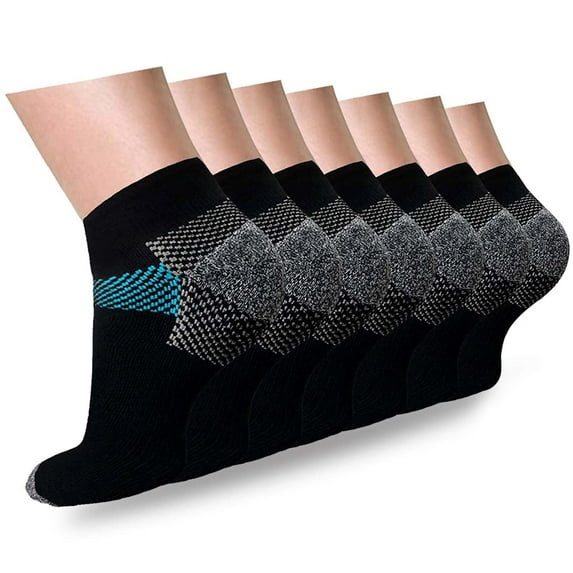 Compression Socks for Unisex Men and Women , Ankle Soft Moisture-Wicking Socks , Athletic Cushioned Low Cut Running Socks for a Secure Fit - 7 Pairs