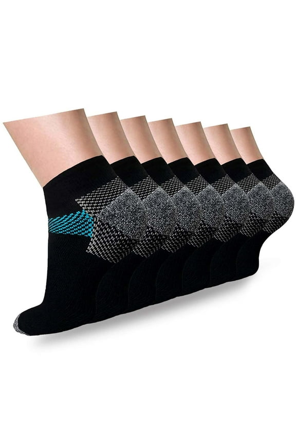 Compression Socks for Unisex Men and Women , Ankle Soft Moisture-Wicking Socks , Athletic Cushioned Low Cut Running Socks for a Secure Fit - 7 Pairs