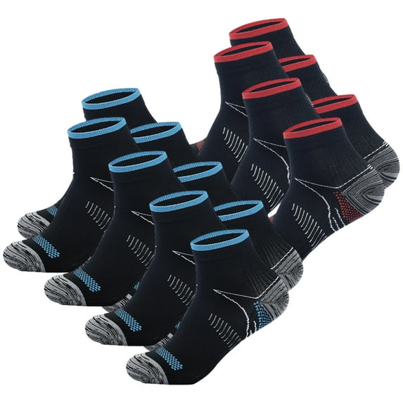 Compression Socks for Unisex Men and Women , Ankle Soft Moisture-Wicking Socks , Athletic Cushioned Low Cut Running Socks for a Secure Fit - 7 Pairs