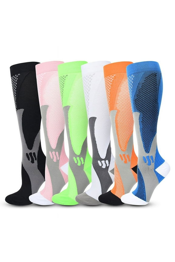 Compression Socks for Woman & Man Unisex 20-30mmHg Knee high Plus Size Wide Calves for Flying Running
