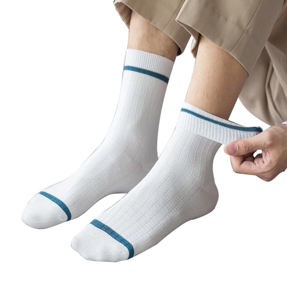 Compression Socks for Women 1 Pair Men's Casual Striped Breathable Mid Tube Socks Thigh High Stockings White One Size