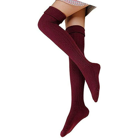 Compression Socks for Women Adult Women Knitting Solid Color Knee-High Socks Cotton Fashion Long Stockings Womens Socks Clearance