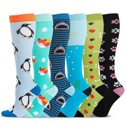 MSOUTGONE Compression Socks for Women Circulation 20-30mmHg Crazy, Cute, Socks Support for Nurse, Pregnant, Running, Medical（X-XL）
