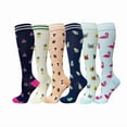 thumbnail image 1 of Compression Socks for Women Circulation Knee High 6 Pairs for Nurses, Running, Travel, Athletic，Christmas Day Gifts，Style 24, 1 of 6
