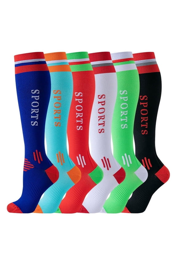 Compression Socks for Women Circulation Knee High 6 Pairs for Nurses, Running, Travel, AthleticL/XL-Style 8