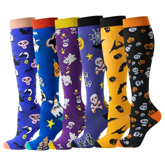 Compression Socks for Women Circulation Knee High 6 Pairs for Nurses, Running, Travel, AthleticStyle 14