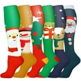 thumbnail image 1 of Compression Socks for Women Circulation Knee High 6 Pairs for Nurses, Running, Travel, Athletic，Style 30, 1 of 6