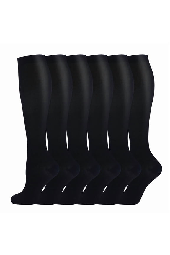 Compression Socks for Women Circulation Knee High 6 Pairs for Nurses, Running, Travel, AthleticStyle 44