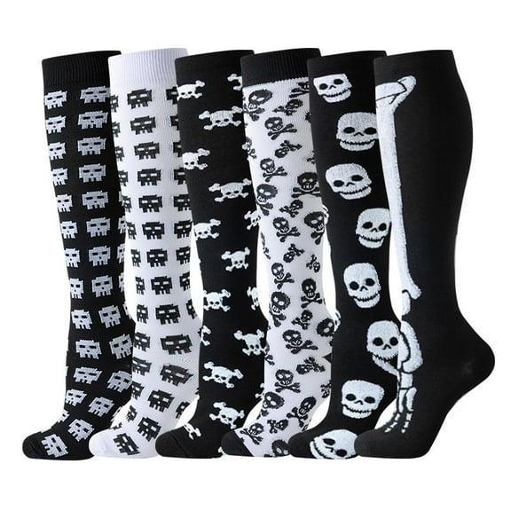Compression Socks for Women Circulation Knee High 6 Pairs for Nurses, Running, Travel, AthleticStyle 9