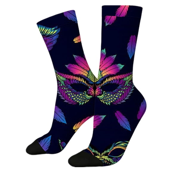 Compression Socks for Women Cute Animal Knitted Mid Calf Soft Comfort Mens Socks Blue One Size