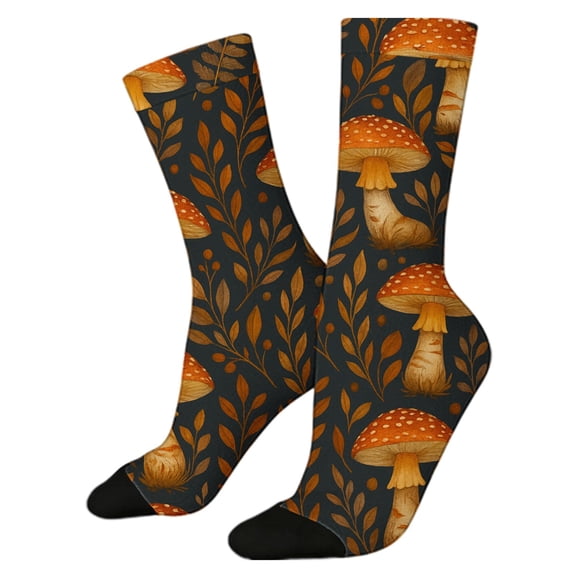Compression Socks for Women Cute Animal Knitted Mid Calf Soft Comfort Mens Socks Orange One Size